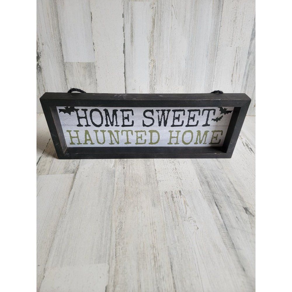 Halloween home sweet‎ haunted home sign bat hanging prop